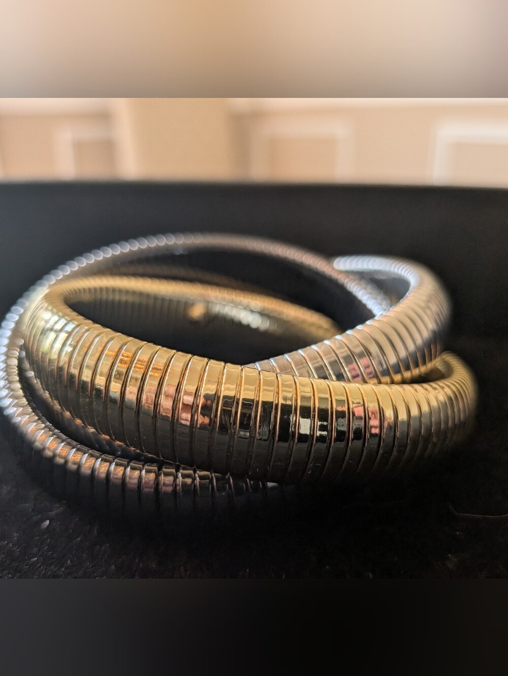 Chunky Coil Bangle Bracelet in Mixed Metal Tones
